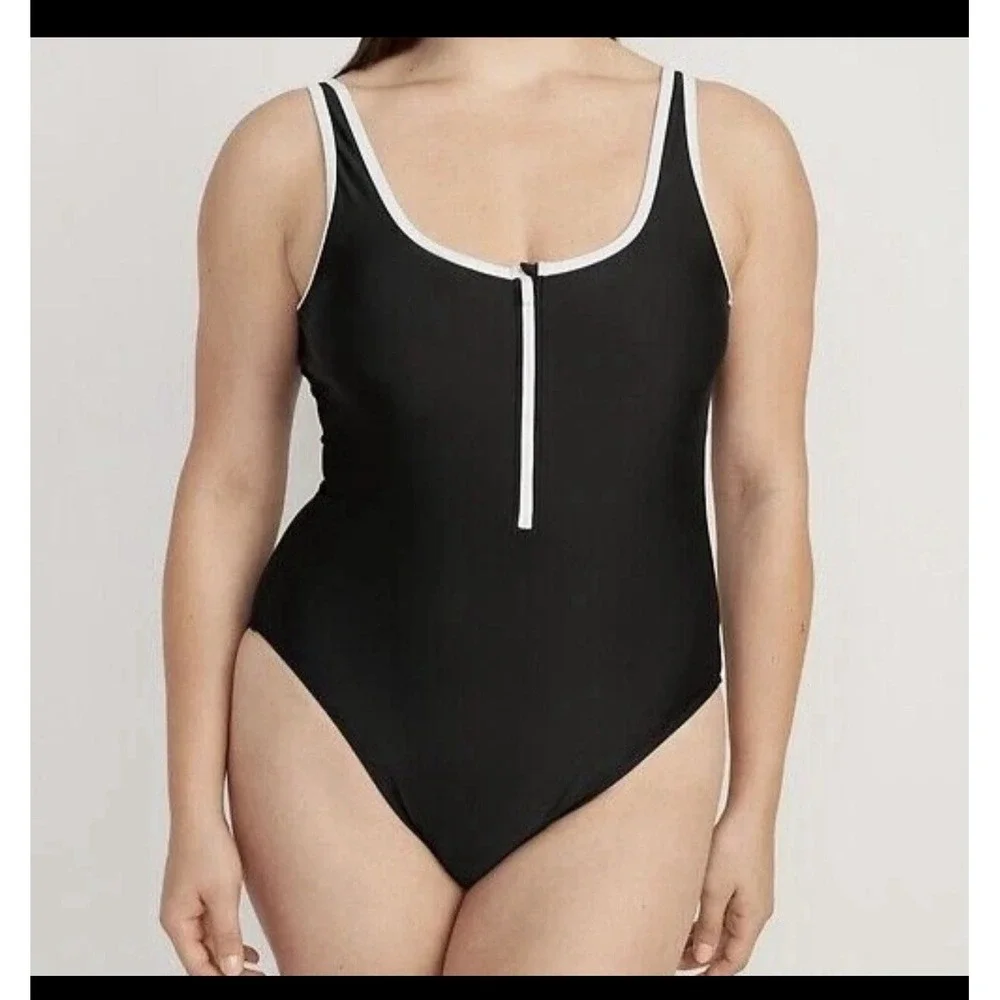Old Navy Comfortable Basic Half-Zip One-Piece Blue Swimsuit for Women 2X NWT